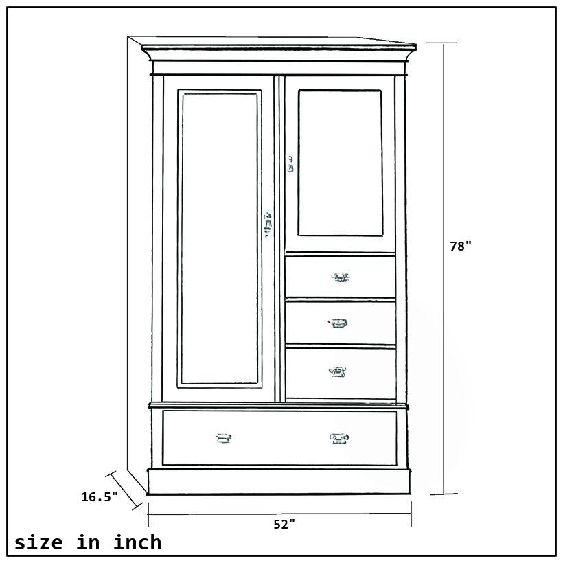 Esteria 3 Door  Almirah with Mirror-size